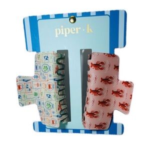 NWT 🦞🏝️🐟 Piper K Vacation Mode Hair Claw Clip Set of 2